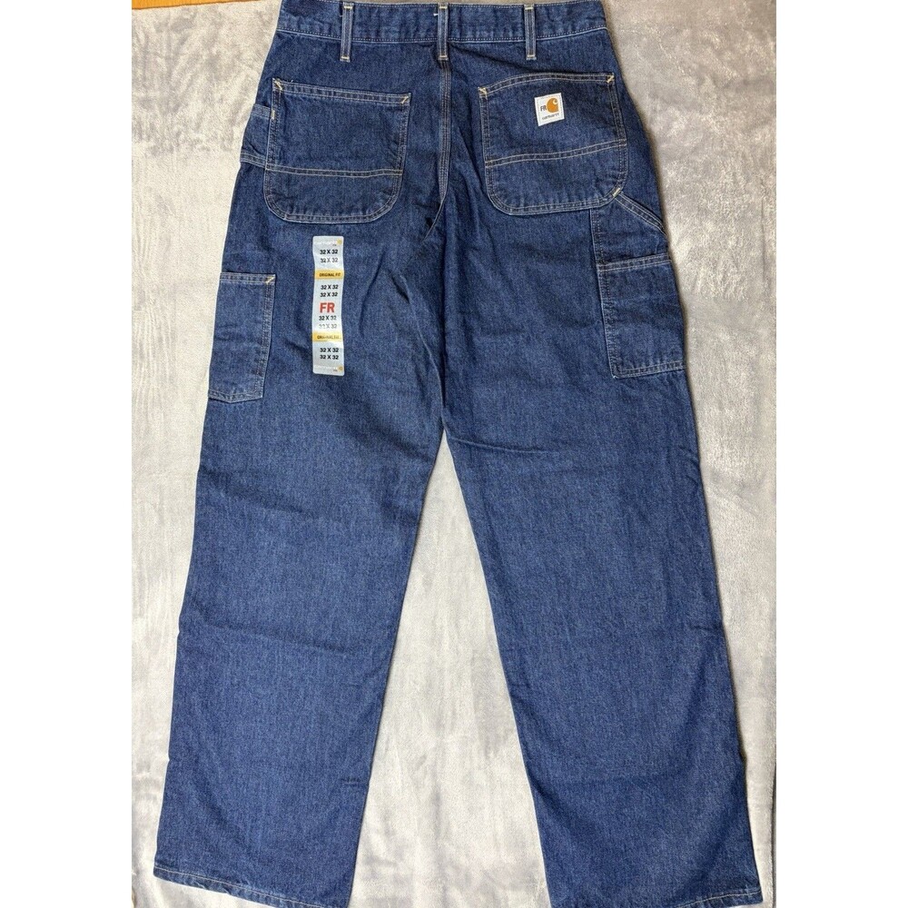 NEW Carhartt Flame Resistant Signature Denim Dungaree Size 32 X 32 Jeans Mens - Picture 6 of 7